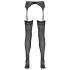 NO:XQSE - Medias a Rayas con Liguero (Negro) - L/XL