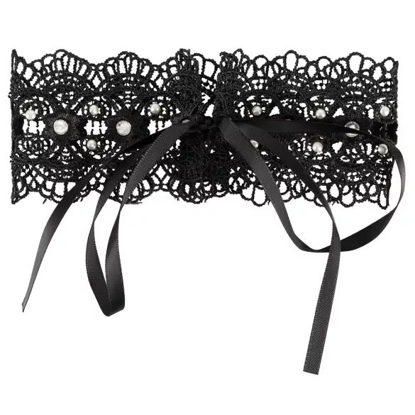 Cottelli - Collar de encaje con perlas y strass - negro
