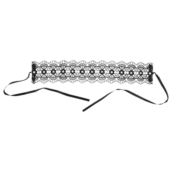 Cottelli - Collar de encaje con perlas y strass - negro
