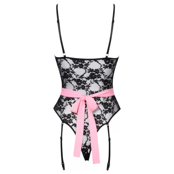 Cottelli - disfraz de sirvienta sexy transparente - negro y rosa - L