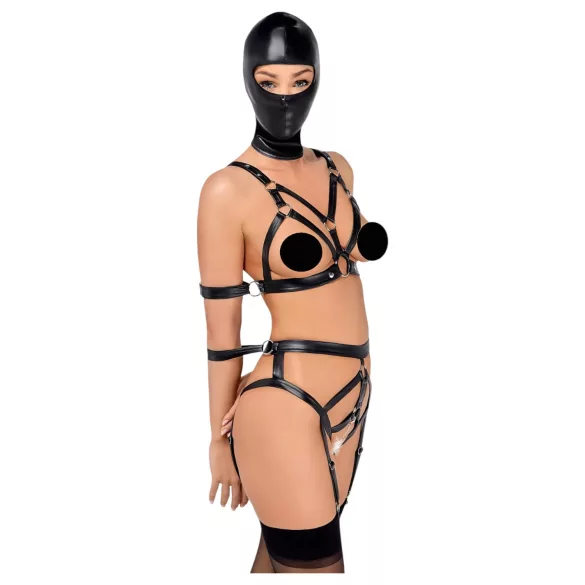 Bad Kitty - conjunto de lencería corporal y máscara - negro
