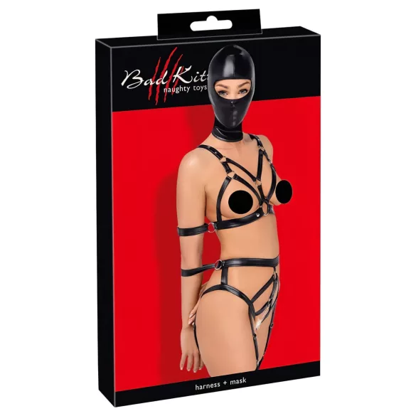 Bad Kitty - conjunto de lencería corporal y máscara - negro