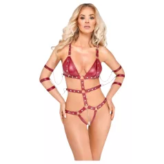 Bad Kitty - body bondage con tachuelas (rojo) - M