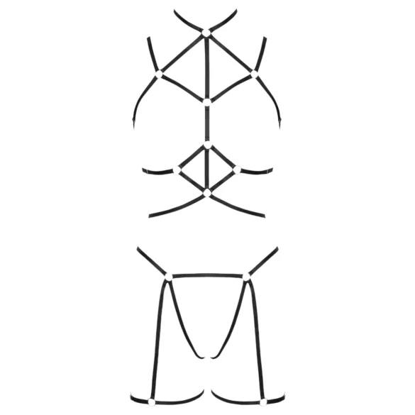 Cottelli - arnés corporal y tanga - negro - talla S a L