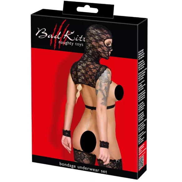Bad Kitty - conjunto BDSM de encaje (negro) - M