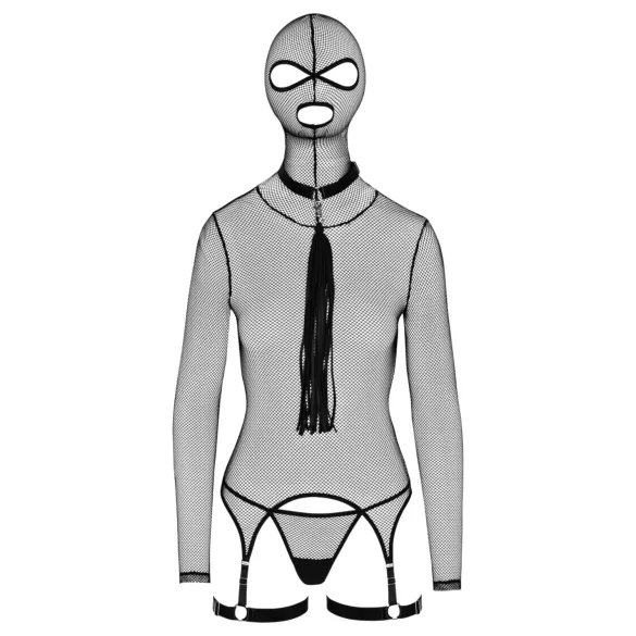 Bad Kitty - set BDSM transparente con látigo - negro - M