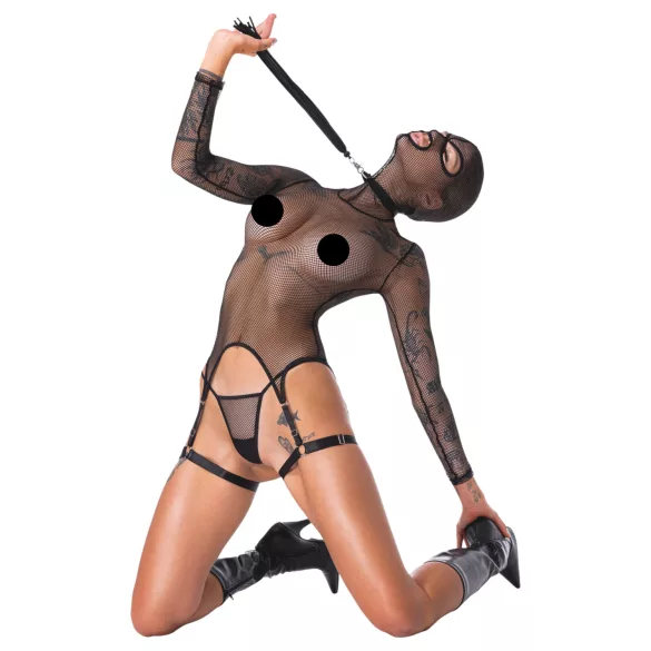 Bad Kitty - set BDSM transparente con látigo - negro - M