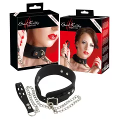 Bad Kitty - collar y correa de silicona - negro