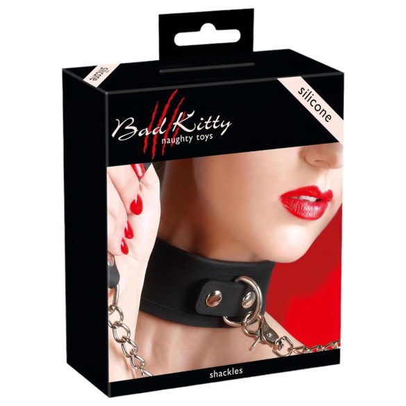 Bad Kitty - collar y correa de silicona - negro
