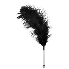   Bad Kitty - Pluma de avestruz acariciadora, corta, con mango de acrílico (negro)