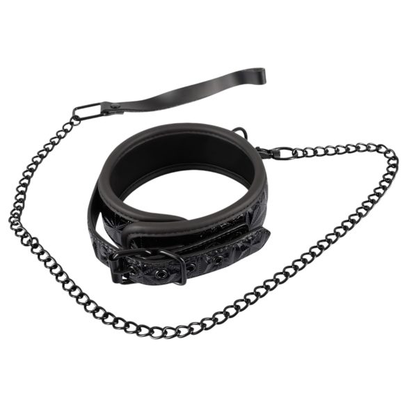 Bad Kitty - collar y correa con piedras decorativas - negro