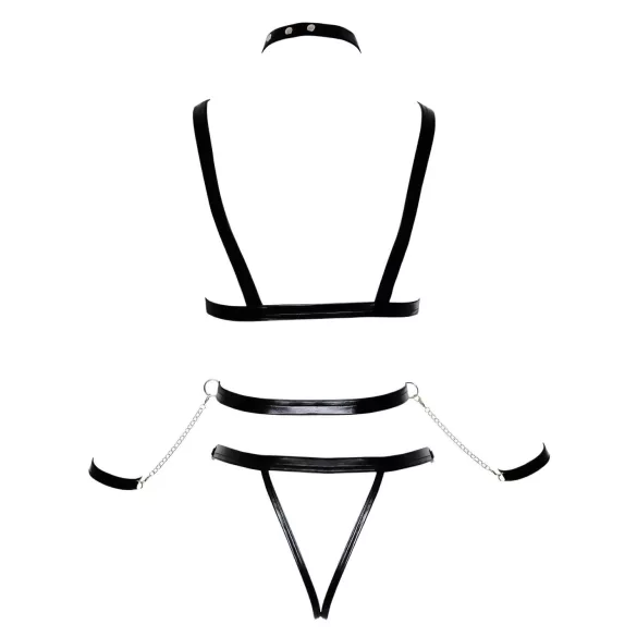 Bad Kitty - set de arnés y esposas con tachuelas (negro) - L/XL