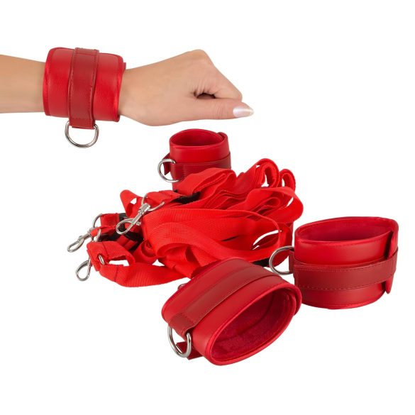 Bad Kitty - juego de ataduras a cama con velcro - polipiel rojo