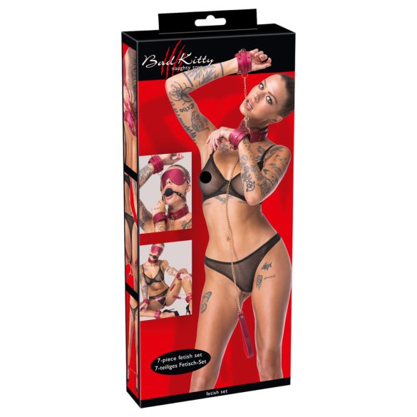 Bad Kitty - set de bondage - 7 piezas (rojo)