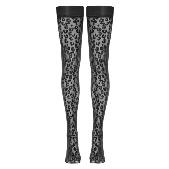 Cottelli Legwear - medias hasta el muslo - estampado leopardo - negro - 4
