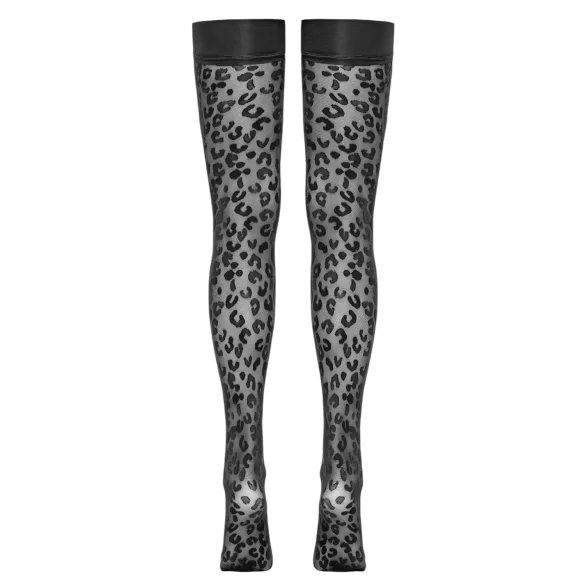 Cottelli Legwear - medias hasta el muslo - estampado leopardo - negro - 4
