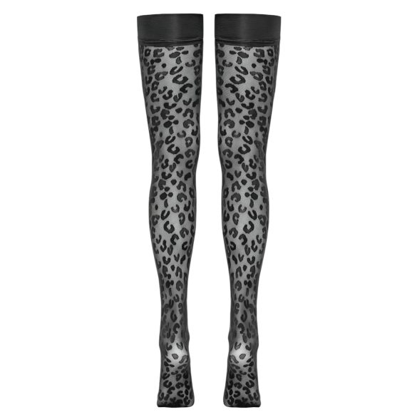 Cottelli Legwear - medias hasta el muslo - estampado leopardo - negro - 5