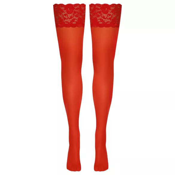 Cottelli - medias hasta el muslo de encaje floral - rojo - 4/L