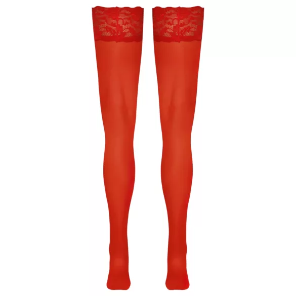Cottelli - medias hasta el muslo de encaje floral - rojo - 4/L