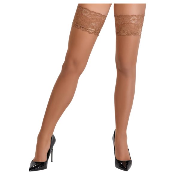 Cottelli - Medias con Encaje y Flores (Natural) - 3/M-L