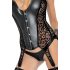 Noir - top negro con liguero estampado de leopardo - L