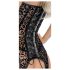 Noir - top negro con liguero estampado de leopardo - L