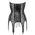 Noir - top negro con liguero estampado de leopardo - L