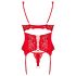 Conjunto de Encaje con Liguero Obsessive Amor Cherris (Rojo) - L/XL