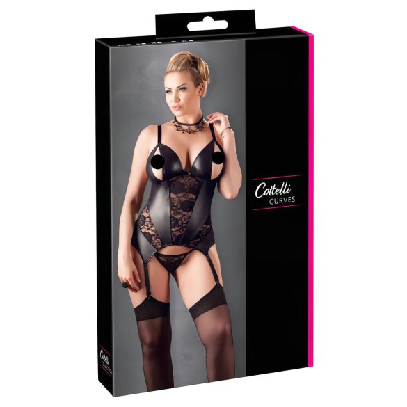 Cottelli - Blusa floreada para mujer, talla grande (negro) - XXL