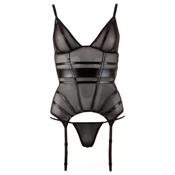 Cottelli - top transparente rayas brillantes - negro - M