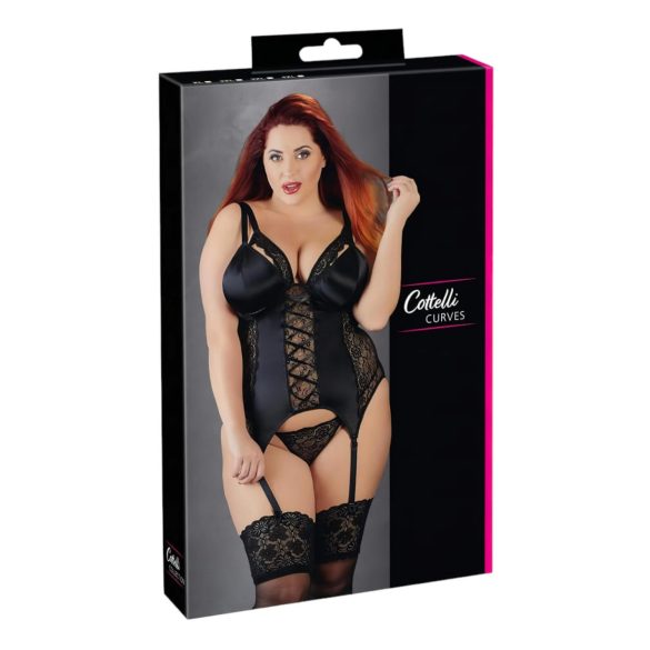 Cottelli Plus Size - Top ajustable con liguero (negro)