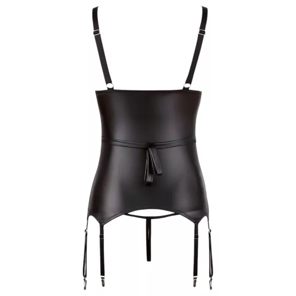 Cottelli Bondage - top brillante con aros y esposas (negro) - L