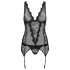 Obsessive Emperita - top bordado y tanga (negro)