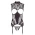Abierta Fina - encaje brillante top abierto (negro) - XL