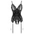 Cottelli - Conjunto de encaje abierto con tanga (negro) - M