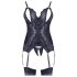 Cottelli - Conjunto de encaje abierto con tanga (negro) - M