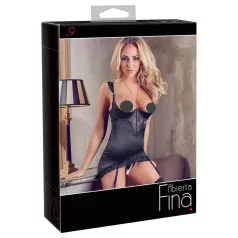   Abierta Fina - top brillante con cadena y tanga (negro) - 85B/L