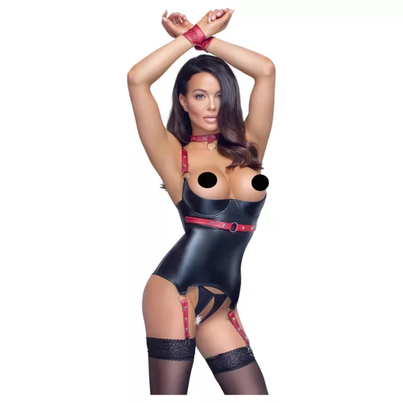 Cottelli Bondage - Top realzador con collar - brillante - negro - M