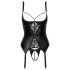 Abierta Fina - top realzador de senos con liguero (negro) - L
