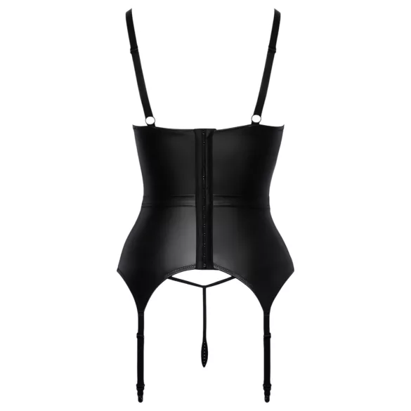 Abierta Fina - sujetador realzador con liguero - encaje negro - L