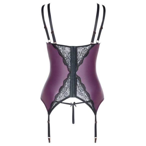 Cottelli Curves - conjunto de lencería encaje y corsé (púrpura)