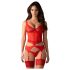 Conjunto Obsessive Cupide Desir - blusa transparente de encaje (rojo) - L/XL