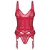 Conjunto Obsessive Cupide Desir - blusa transparente de encaje (rojo) - L/XL