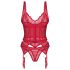Conjunto Obsessive Cupide Desir - blusa transparente de encaje (rojo) - L/XL