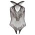 NO:XQSE - Body de red con cuello halter floral - negro (Tallas S-L)