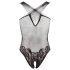 NO:XQSE - Body de red con cuello halter floral - negro (Tallas S-L)