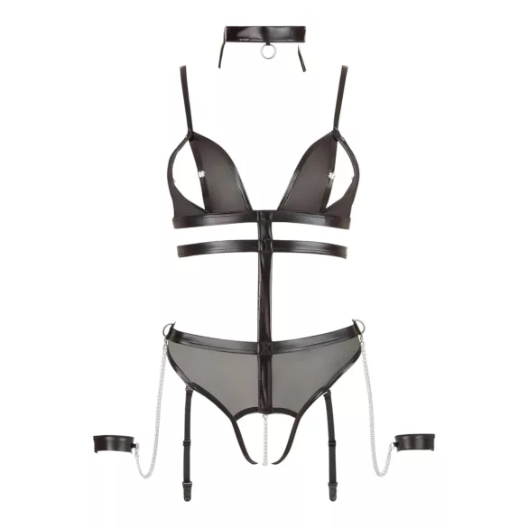 Cottelli Bondage - body abierto con correas y cadenas - negro - XL