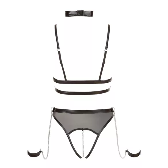 Cottelli Bondage - body abierto con correas y cadenas - negro - XL
