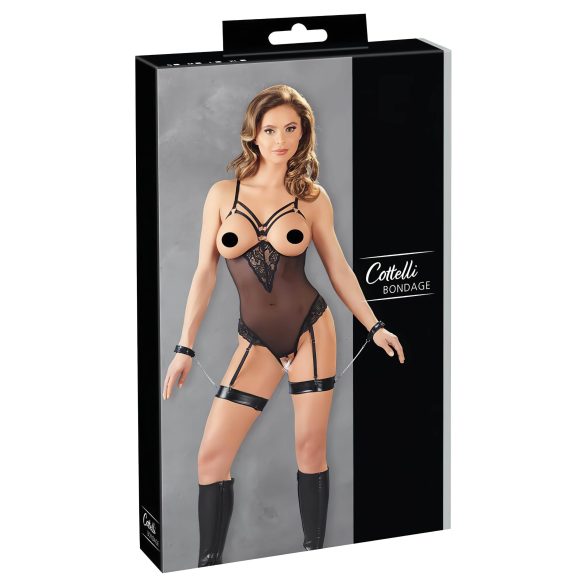 Cottelli Bondage - Body y esposas de metal (negro)
