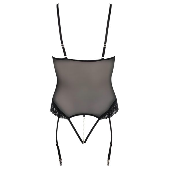 Cottelli Bondage - body y esposas con anillas metálicas - negro